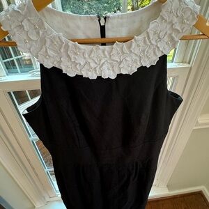 Size 8 Jessica Howard black dress with white flower collar.